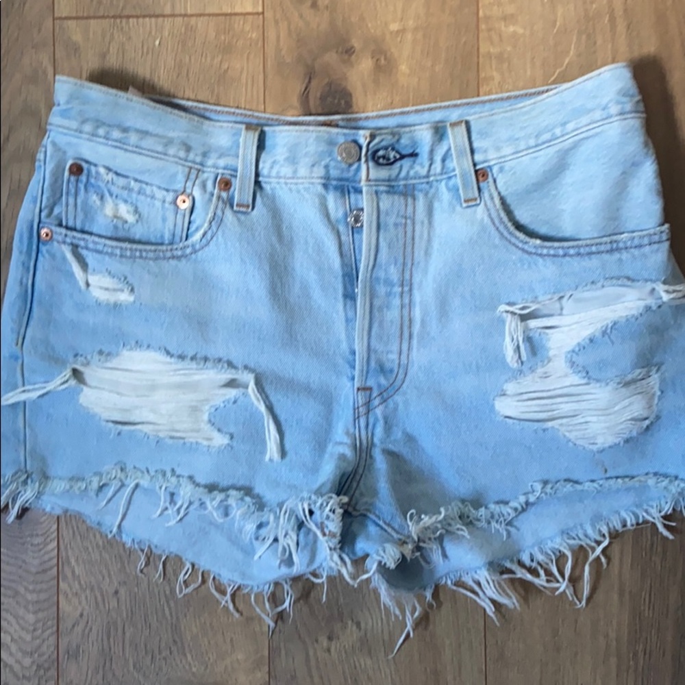 Levi 501 high rise denim shorts